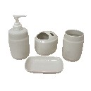 JUEGO BAÑO 4 PIEZAS BORDE PORCELANA BLANCO