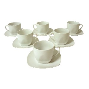 TAZA Y PLATO TE PORCELANA BLANCO 