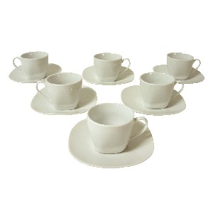 TAZA Y PLATO CAFE PORCELANA BLANCO 