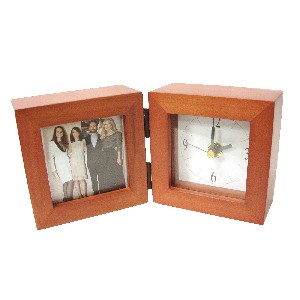 RELOJ CON PORTAFOTOS MADERA ANCHA