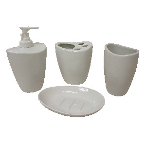 JUEGO BAÑO 4 PIEZAS CURVA PORCELANA BLANCO