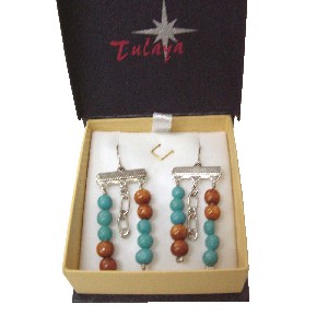 PENDIENTES BOLAS AZUL MARRON