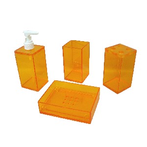 JUEGO BAÑO 4 PIEZAS ACRILICO NARANJA