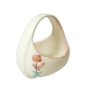 CESTA CERAMICA BLANCA ROSA FLOR PEQUEÑO