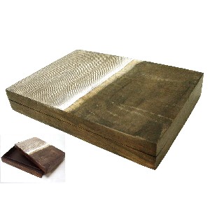 CAJA MADERA MITAD MARRON ESTRIAS GRANDE