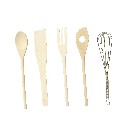 JUEGO 5 UTENSILIOS COCINA MADERA METAL