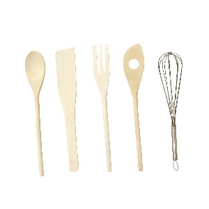 JUEGO 5 UTENSILIOS COCINA MADERA MET