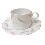 TAZA Y PLATO CAFE 90ML PORCELANA PLUMAS