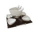 FONDUE 4 PORCELANA TRIANGULAR BLANCO 