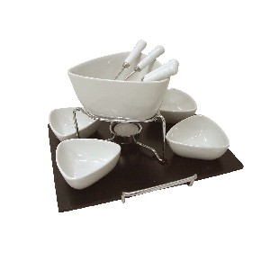 FONDUE 4 PORCELANA TRIANGULAR BLANCO 