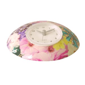 RELOJ INCLINADO DECOPATCH FLORES COLORES