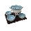 FONDUE 4 PORCELANA REDONDA AZUL 400ML+70ML