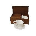 JUEGO 2 TAZAS PLATOS 90ML PORCELANA BLANCO