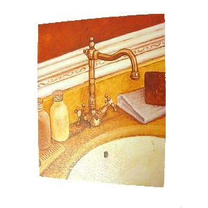 CUADRO TABLA GRIFO BAÑO DORADO