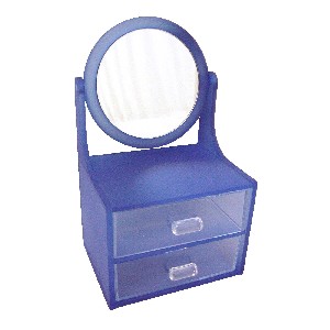 JOYERO ESPEJO DOBLE PLASTICO AZUL