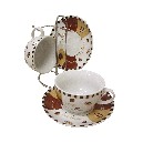 SOPORTE 2 TAZAS PLATO 280ML GRANOS CAFE