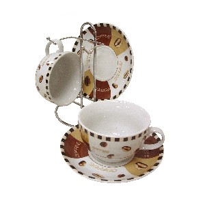 SOPORTE 2 TAZAS Y PLATOS GRANOS CAFE 