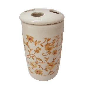 VASO CEPILLOS CERAMICA TRAMA MARRON