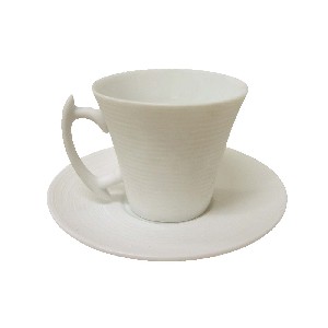 TAZA Y PLATO CAFE NILO PORCELANA BLANCO