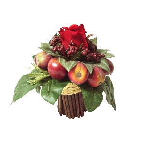 CENTRO FLORES RAMILLETE ROSA FRUTAS