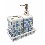 JUEGO BAÑO 3 CEPILLOS MOSAICO AZUL