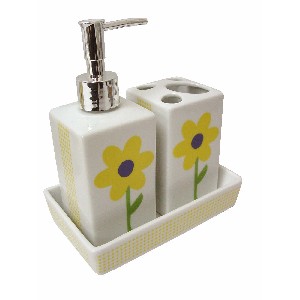 JUEGO BAÑO 3 CEPILLOS VICHY MARGARITA AMARILLO