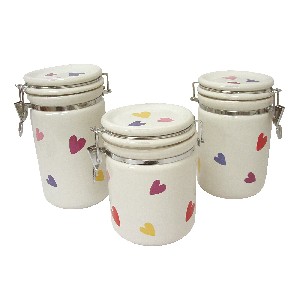 JUEGO 3 BOTES CORAZON COLORES