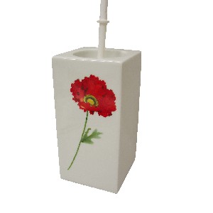ESCOBILLERO CUADRADO BAÑO AMAPOLA ROJA