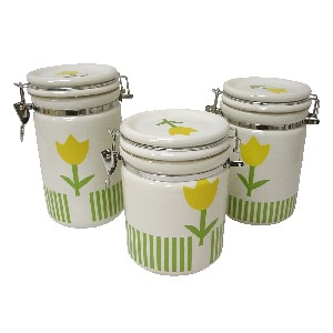 JUEGO 3 BOTES RAYAS TULIPAN VERDE