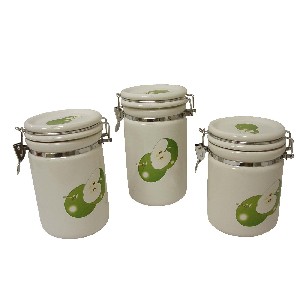 JUEGO 3 BOTES HERMETICOS MANZANA VERDE