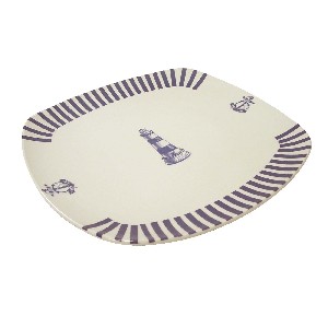 PLATO DONG LLANO MOTIVOS MARINOS RAYAS AZUL