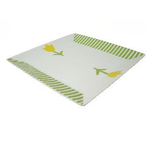 PLATO POSTRE CUADRAD RAYAS TULIPAN VERDE