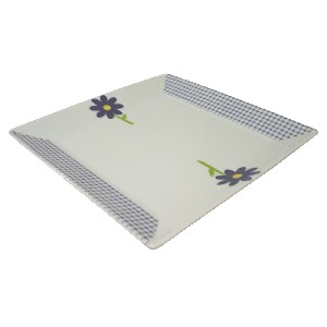 PLATO POSTRE CUAD VICHY MARGARITA AZUL
