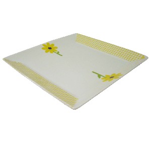 PLATO POSTRE CUAD VICHY MARGARITA AMARILLO