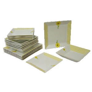 VAJILLA 18 PIEZAS VICHY MARGARITA AMARILLO