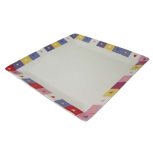 PLATO LLANO CUADRADO CORAZON COLORES