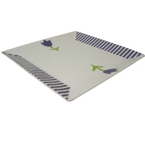 PLATO LLANO CUADRAD RAYAS TULIPAN AZUL