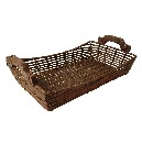 BANDEJA MIMBRE RECTANGULAR MARRON DESGASTADO