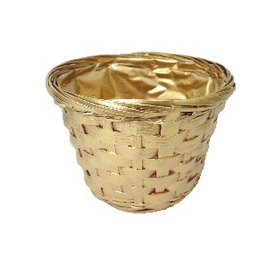 CESTA BAMBU MEDIANA SIN ASA DORADA
