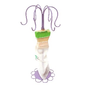FIGURA MANIQUI METAL VESTIDO VERDE FLORES