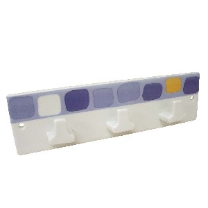 PERCHA TRIPLE CUBO CUADROS AZUL