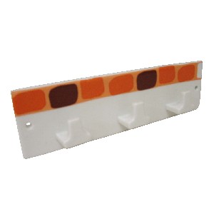 PERCHA TRIPLE CUBO CUADROS NARANJA