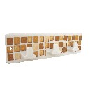 PERCHA TRIPLE CUBO MOSAICO MARRON