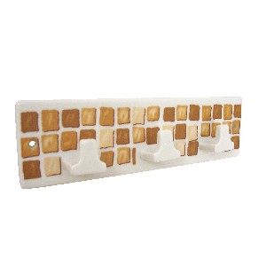PERCHA TRIPLE CUBO MOSAICO MARRON