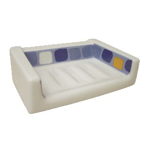 JABONERA PARED CUBO CUADROS AZUL