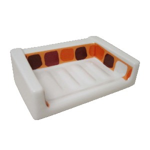 JABONERA PARED CUBO CUADROS NARANJA