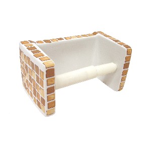 PORTAROLLOS PARED CUBO MOSAICO MARRON