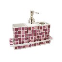 JUEGO BAÑO 4 PIEZAS ALAS MOSAICO MALVA