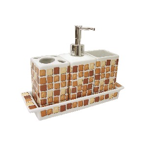 JUEGO BAÑO 4 PIEZAS ALAS MOSAICO MAR