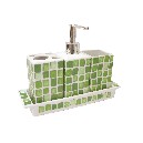 JUEGO BAÑO 4 PIEZAS ALAS MOSAICO VERDE
